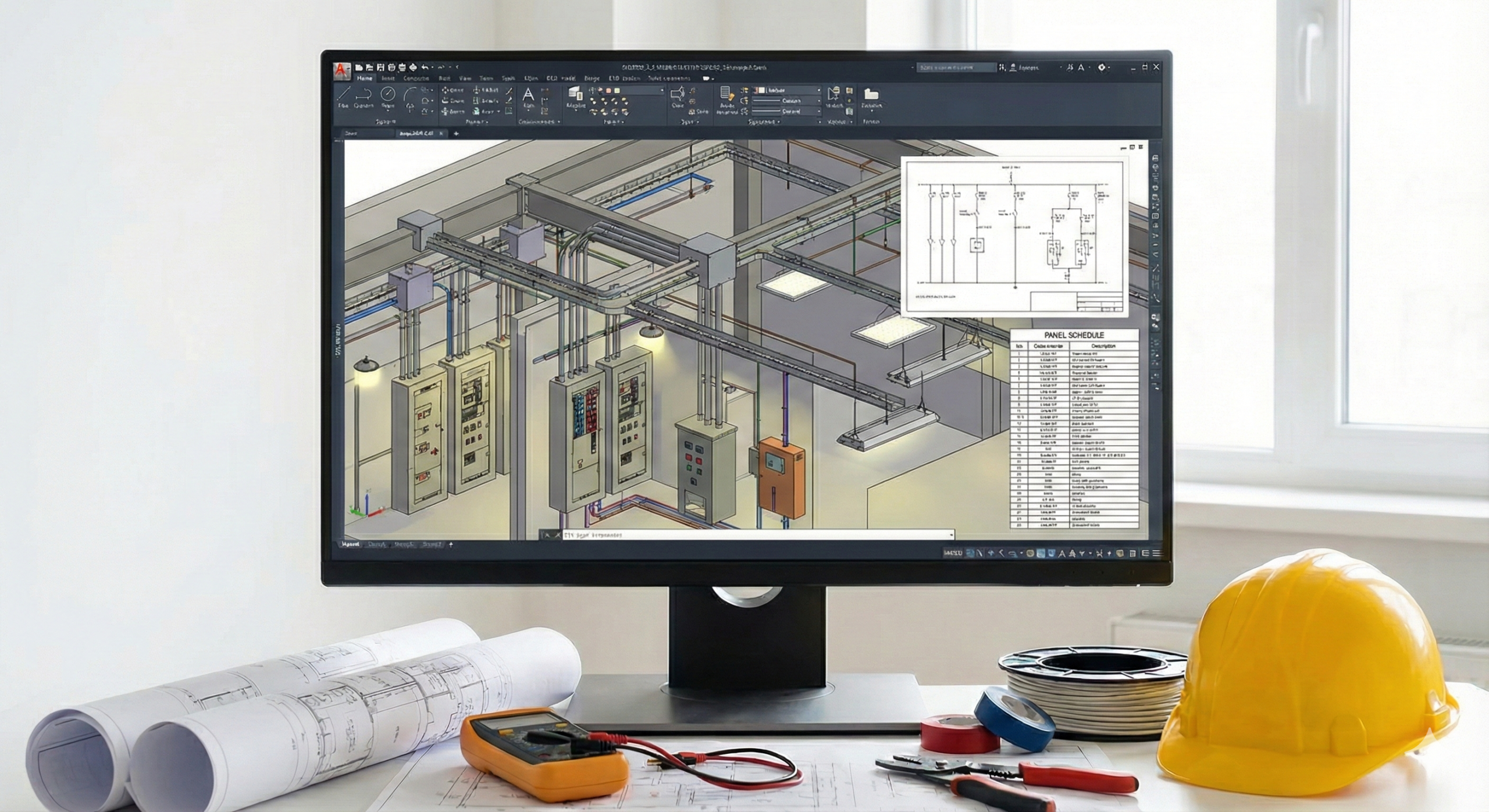 Projeto Elétrico mostrado na tela de um computador